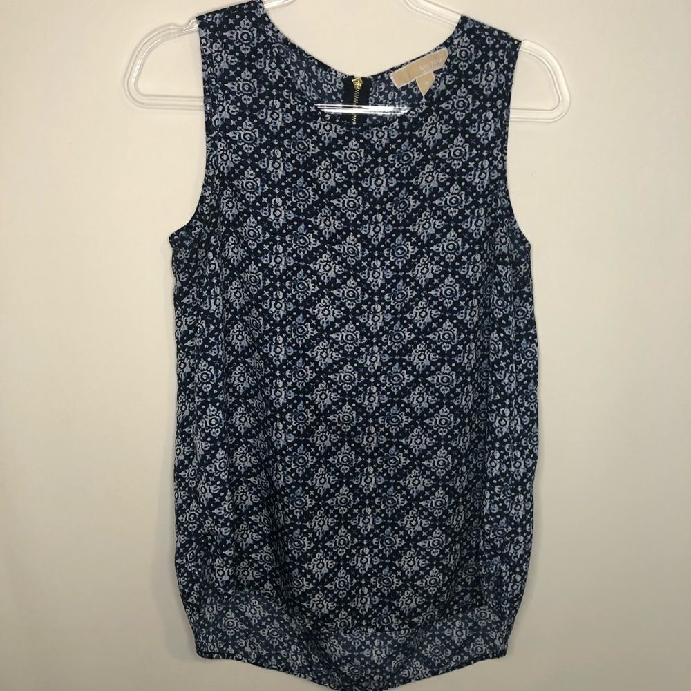 Michael MK Navy and Blue Printed Tank Top